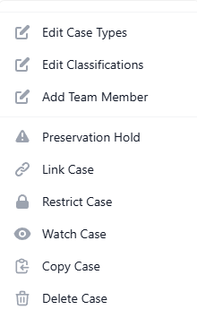 Options dropdown menu